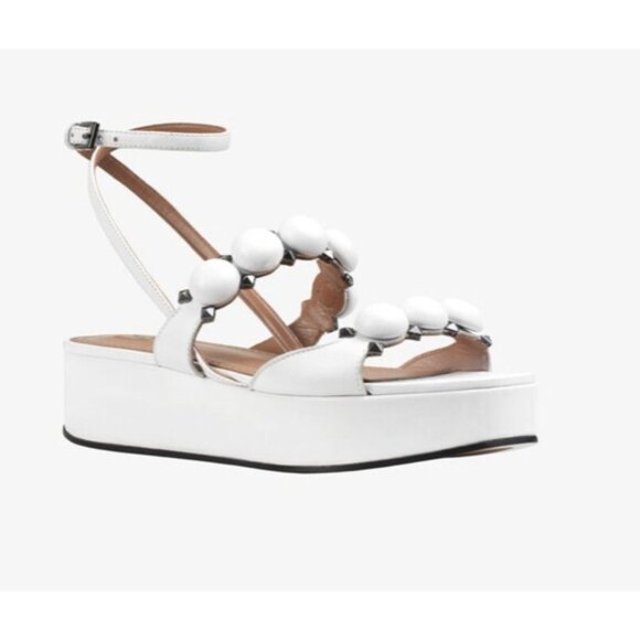 ALAIA La Bombe 45 Platform Sandals White Leather Stud Embellished Size 36 6 - Picture 1 of 8
